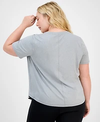 Id Ideology Plus Curved-Hem V-Neck Top, Created for Macy's
