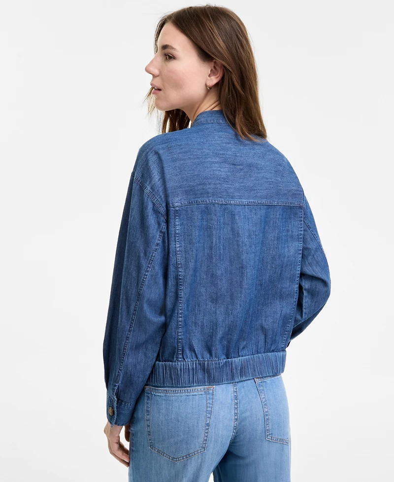 Tommy Hilfiger Women's Chambray Utility Bomber Jacket