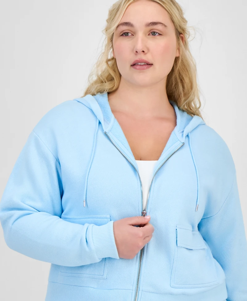 Id Ideology Plus Size Cropped Full-Zip Hoodie, Exclusively at Macy's