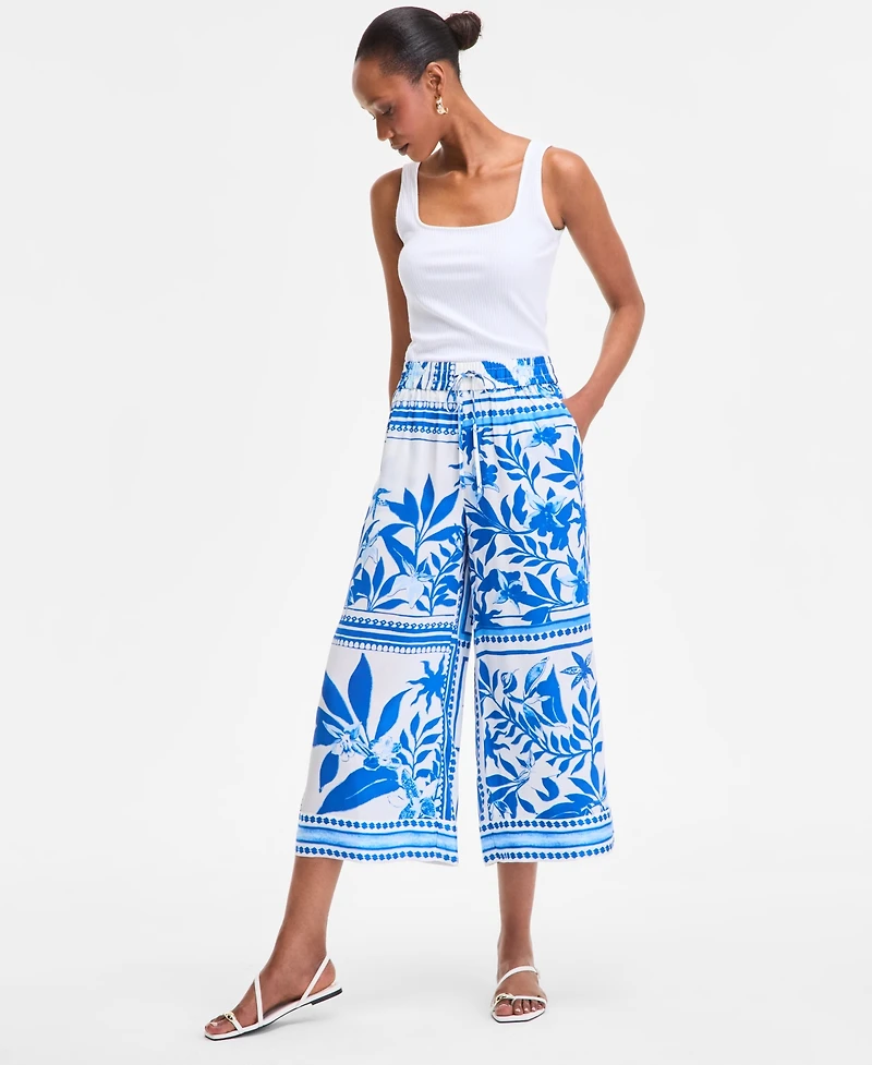 I.n.c. International Concepts Women's Printed Wide-Leg Cropped Pants, Exclusively at Macy's