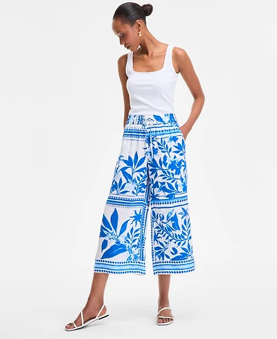 I.n.c. International Concepts Women's Printed Wide-Leg Cropped Pants, Exclusively at Macy's
