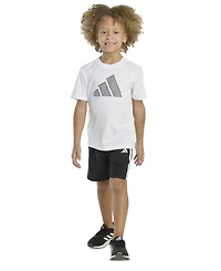 adidas Toddler & Little Boys Short-Sleeve T-Shirt Woven Shorts, 2 Piece Set