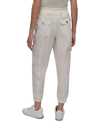 Dkny Sport Women's Cotton Ribbed-Waist Jogger Cargo Pants