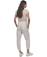 Dkny Sport Women's Cotton Ribbed-Waist Jogger Cargo Pants
