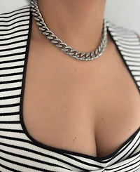 Adornia Tarnish Resistant Silver Wide Curb Chain Necklace