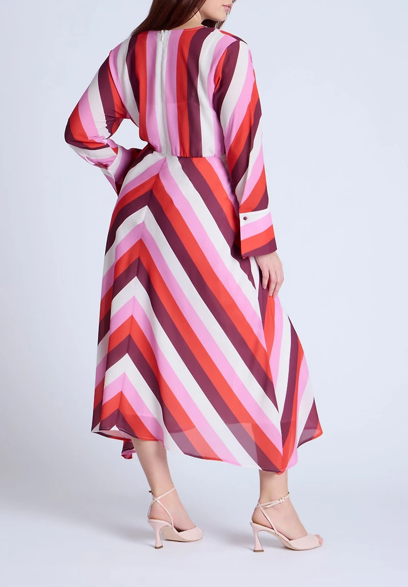Eloquii Women's Twist Bodice Stripe Midi Dress