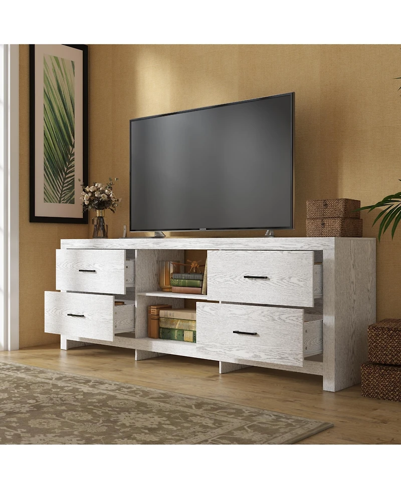 Tv Stand with 4 Drawers and Shelves, Media Console, Entertainment Center
