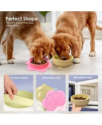 P.t. Supply Co. Lilac Small Flower-Shaped Silicone Pet Bowl with Non-Slip Suction Base