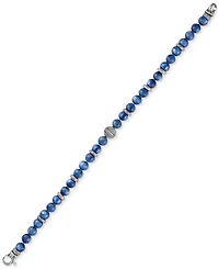 Esquire Men's Jewelry Kyanite & Diamond (1/10 ct. t.w.) Bead Bracelet in Sterling Silver, Exclusively at Macy's