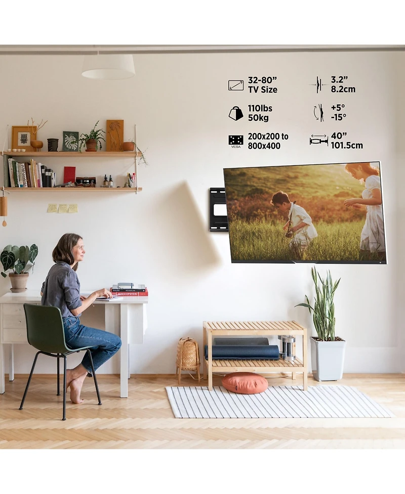 ProMounts Premium Full Motion Tv Wall Mount with 40 Inch Extension Long Arm for TVs for 32-80 Inch