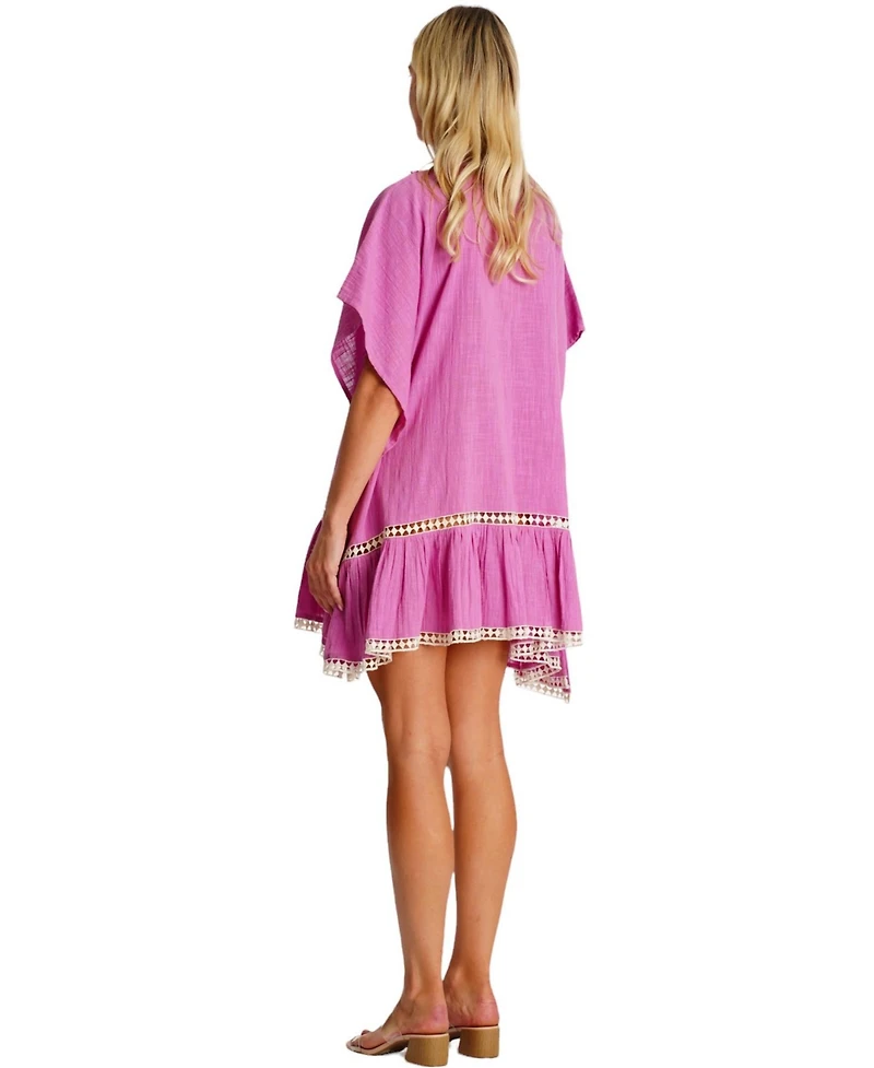 La Moda Clothing Women's Fiji Embroidered Kaftan