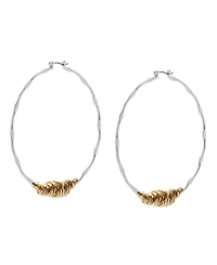 Robert Lee Morris Soho Two Tone Large Wire Wrapped Sculpted Hoop Earrings