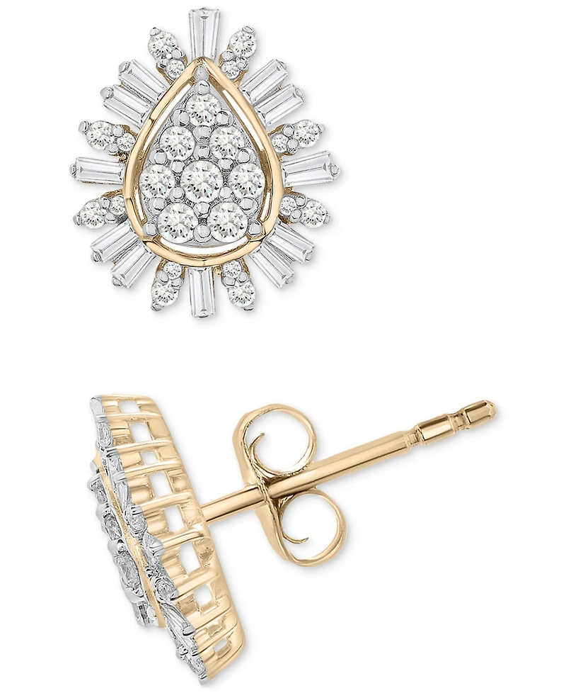 Wrapped in Love Diamond Teardrop Cluster Stud Earrings (1/2 ct. tw) in 14k Gold, Exclusively at Macy's