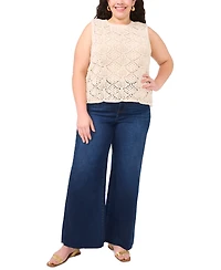 Vince Camuto Plus Pointelle Sleeveless Crewneck Tank