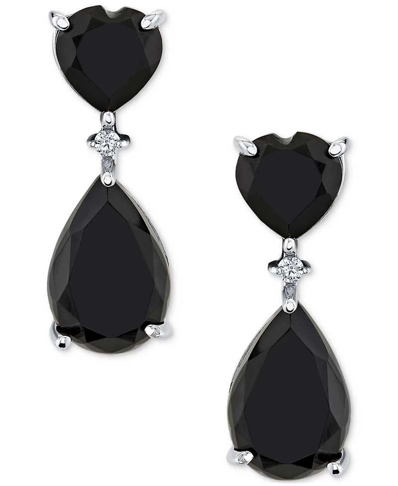 Onyx & Diamond Accent Drop Earrings in Sterling Silver