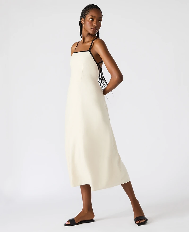 Steve Madden Women's Riyan Tipped Apron-Neck Midi Dress