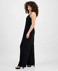 Jamie & Layla Petite Crochet V-Neck Sleeveless Wide-Leg Jumpsuit
