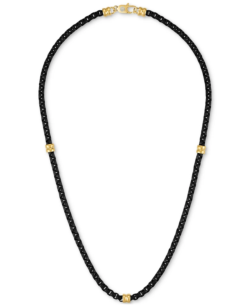 Esquire Men's Jewelry Box Link 22" Chain Necklace in Black & Gold-Tone Ion Plated Stainless Steel, Exclusively at Macy's
