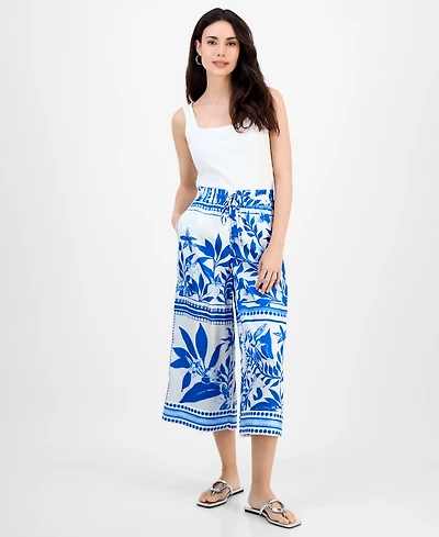 I.n.c. International Concepts Petite Printed High-Rise Cropped Pants, Exclusively at Macy's