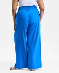 I.n.c. International Concepts Plus Size Solid Drawstring Wide-Leg Pants, Exclusively at Macy's