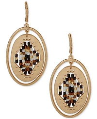lonna & lilly Gold-Tone Blue Oval Beaded Drop Earrings