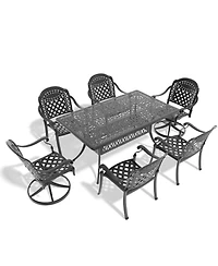 Streamdale 7-Piece Aluminum Dining Set with Swivel Chairs
