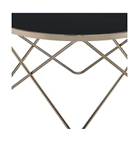 Stylish Champagne Coffee Table with Frosted Glass Top and Metal Base
