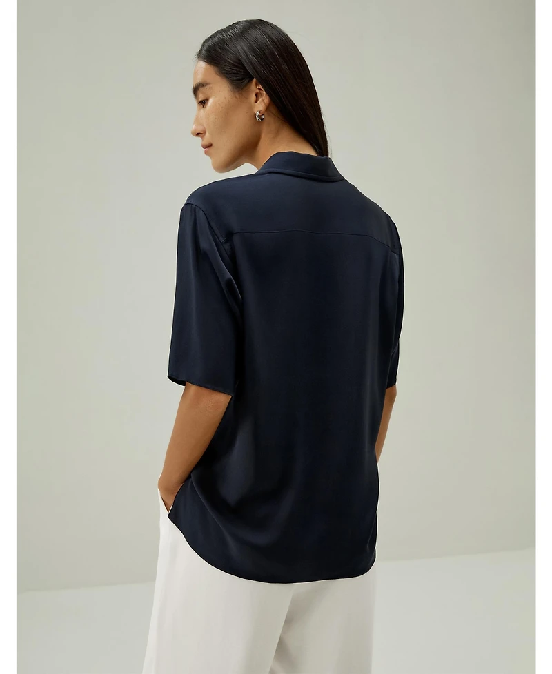 Women's Half-Placket Short Sleeve Button Up Shirt