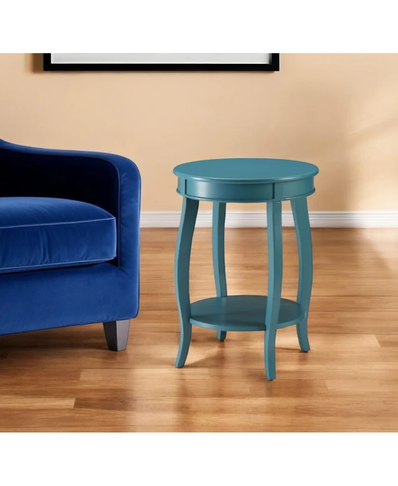 Round Solid Wood End Table with Shelf – Classic Design and Extra Storage