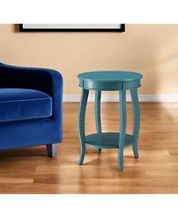 Round Solid Wood End Table with Shelf – Classic Design and Extra Storage