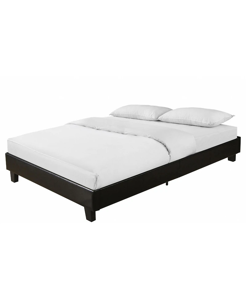 Solid & Manufactured Wood Bed Frame – Faux Leather Upholstered Headboard