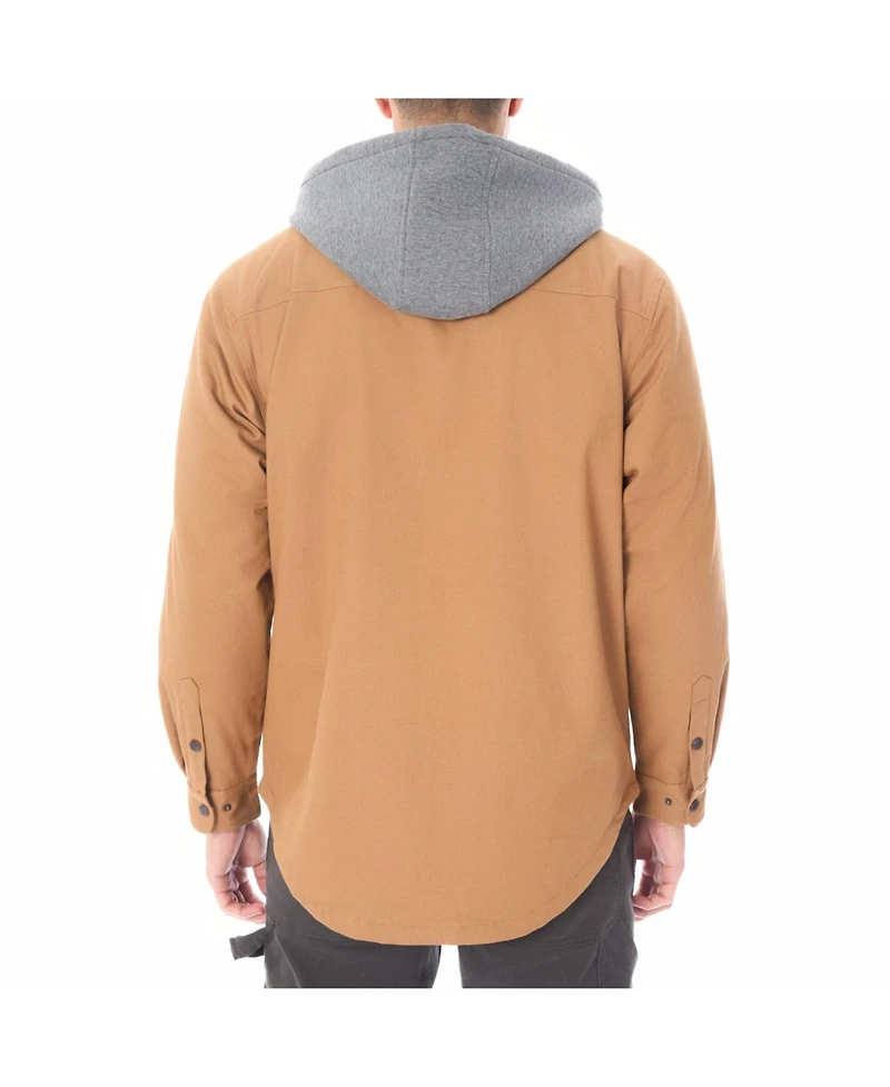 Smith's Workwear Men's Sherpa-Lined Hooded Stretch-Canvas Snap Shirt-Jacket