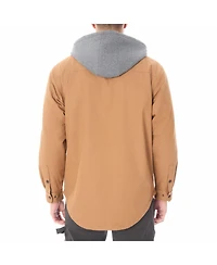 Smith's Workwear Men's Sherpa-Lined Hooded Stretch-Canvas Snap Shirt-Jacket