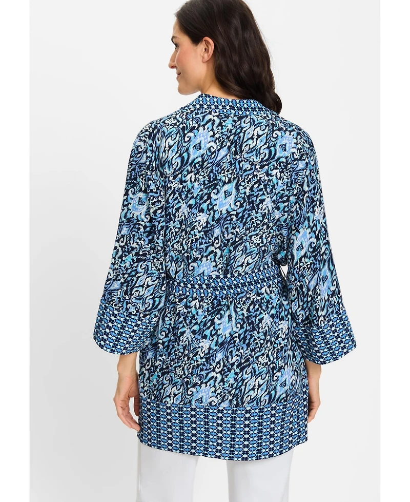 Olsen Women's Ikat Print Kimono Robe