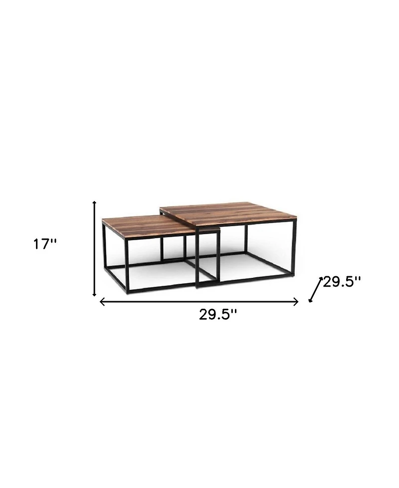 Solid Wood and Iron Square Coffee Table for Modern Living Room Decor