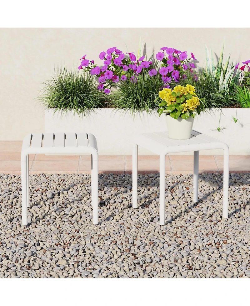 Plastic Modern Outdoor Patio Accent Side Tables (Set of 2)