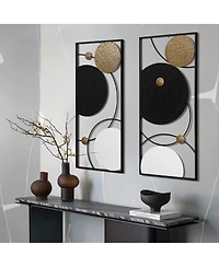 LuxenHome 2-Piece Black, White, and Gold Modern Abstract Wall Decor Set