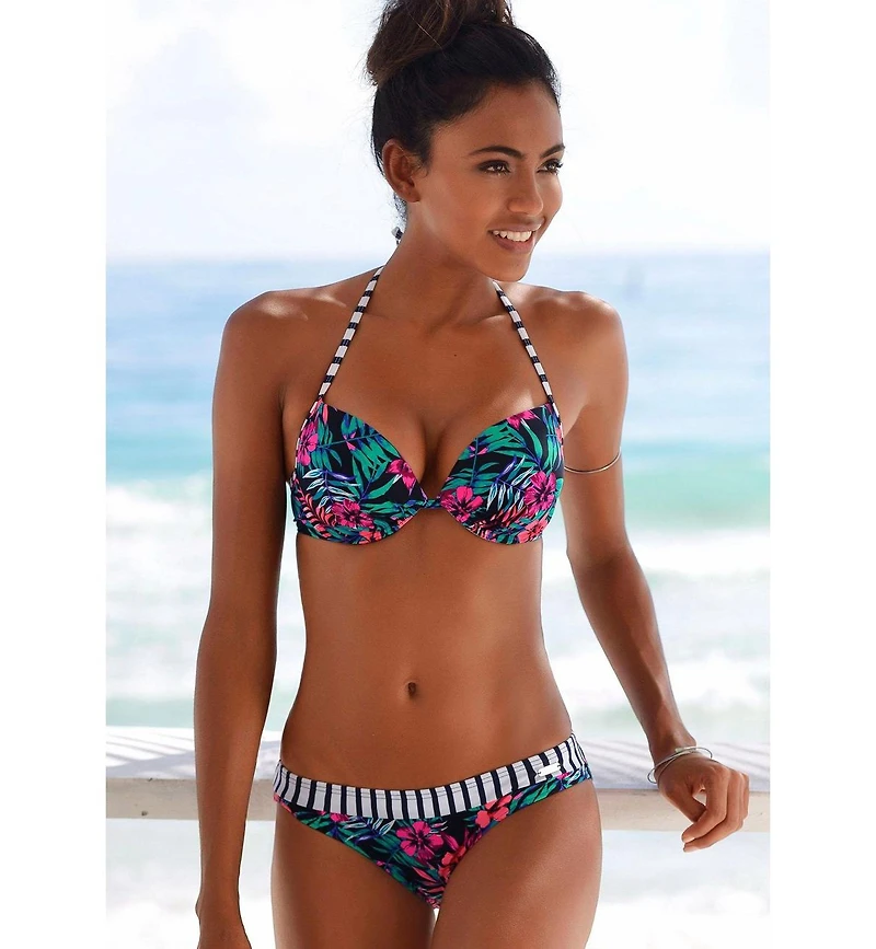 Lascana Women's Mix Print Push Up Bikini Swimsuit Top Bra Sizing