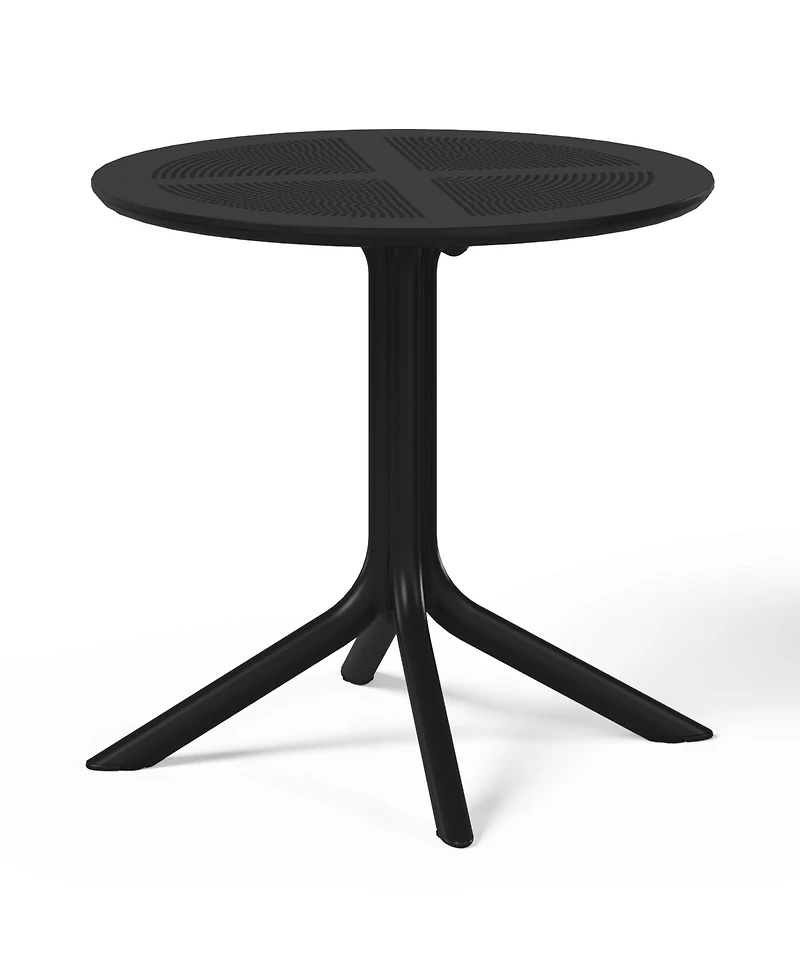 5-Piece Outdoor Resin Round Patio Dining Table Set with Modern Stackable Chairs