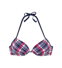 Lascana Women's Plaid Push Up Bikini Swimsuit Top Bra Sizing