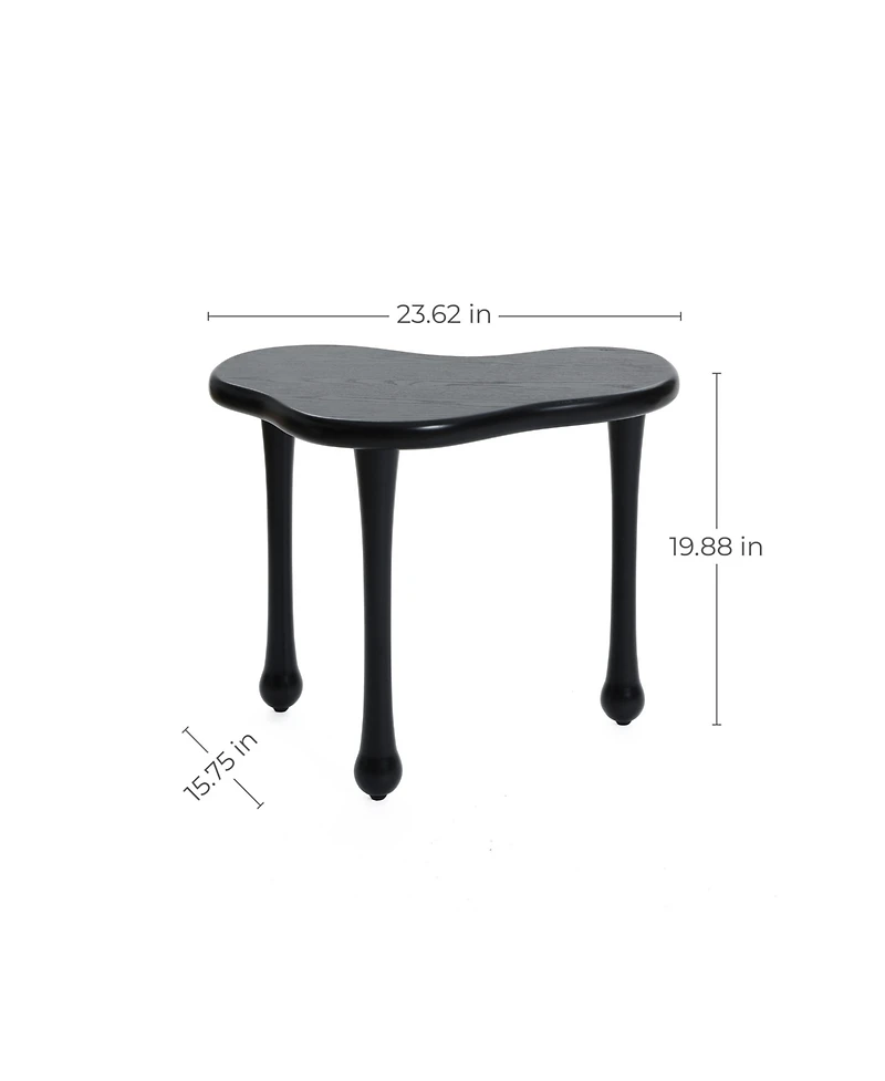 LuxenHome Black Wood Irregular Shape 19.9-Inch Tall Side Table