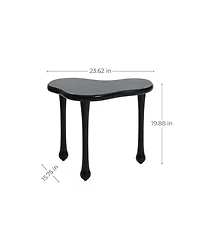 LuxenHome Black Wood Irregular Shape 19.9-Inch Tall Side Table