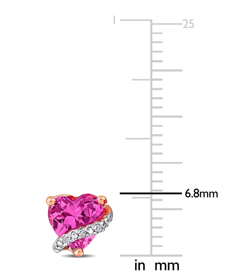Delmar Lab-Created Pink Sapphire (2 ct. t.w.) & Diamond Accent Heart Stud Earrings in Rose Gold-Plated Sterling Silver (Also in Blue Topaz & Green Qua