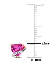 Delmar Lab-Created Pink Sapphire (2 ct. t.w.) & Diamond Accent Heart Stud Earrings in Rose Gold-Plated Sterling Silver (Also in Blue Topaz & Green Qua
