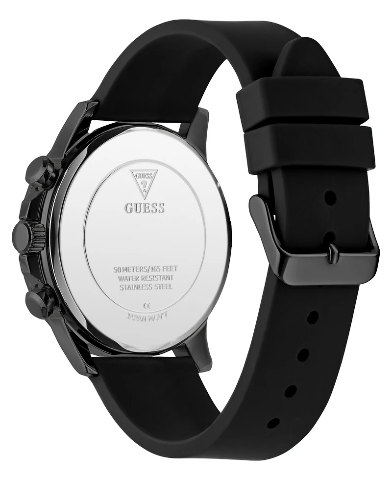 Guess Men's Multi-Function Black Silicone Watch, 44mm