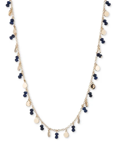Lauren Ralph Lauren Gold-Tone Shaky Disc & Bead Collar Necklace, 16" + 3" extender