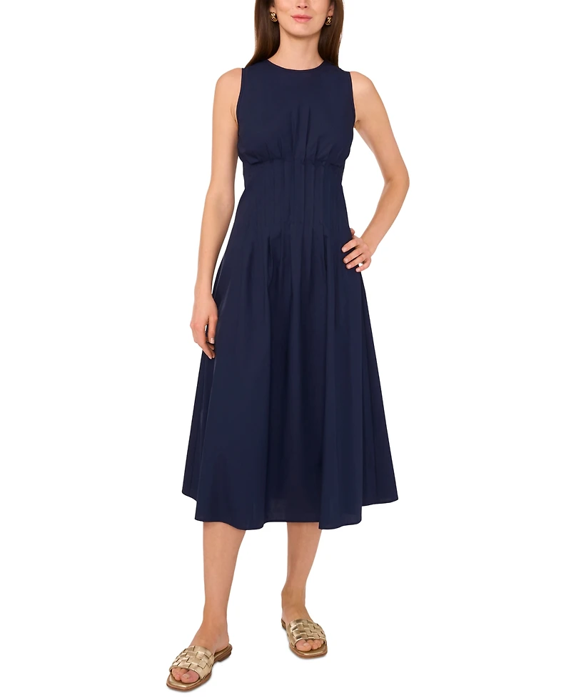 1.state Women's Sleeveless Pintuck Cotton Midi Dress