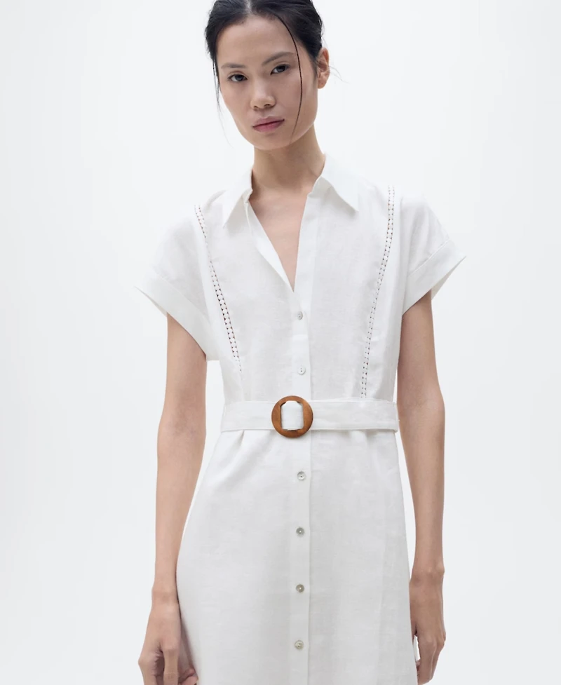 Mango Women's Linen Shirt Dress