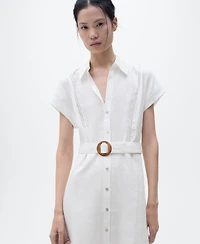 Mango Women's Linen Shirt Dress