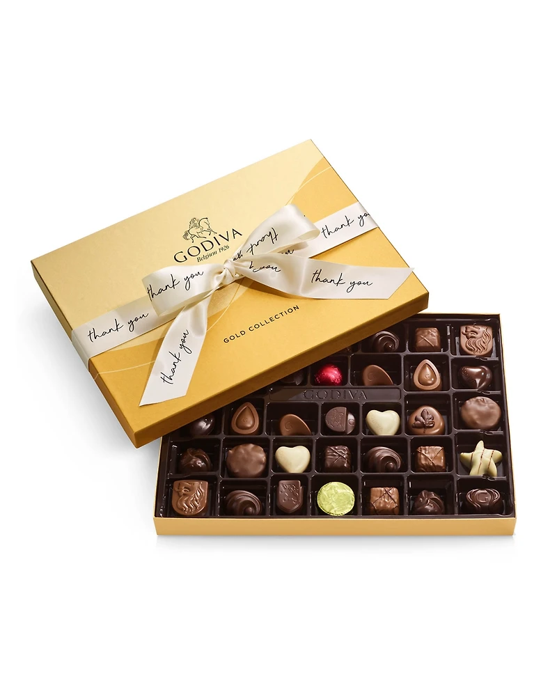 Godiva Assorted Milk Chocolate Gift Box with Thank you Ribbon, 36 Pieces